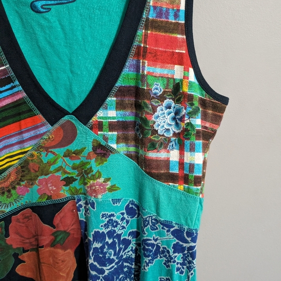 Desigual Abstract floral multicolor midi  day dress sleeveless - Picture 4 of 12